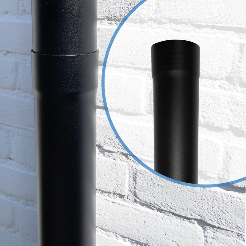 Aluminium regenpijp 80 mm dik rond - 3 meter - Ral-9005 fijnstructuur | Kallos