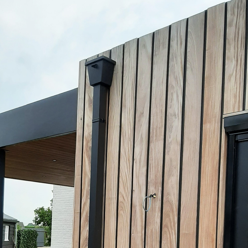 Aluminium regenpijp 80x80 mm - 1 meter met spie - Ral-9005 fijnstructuur | Kallos