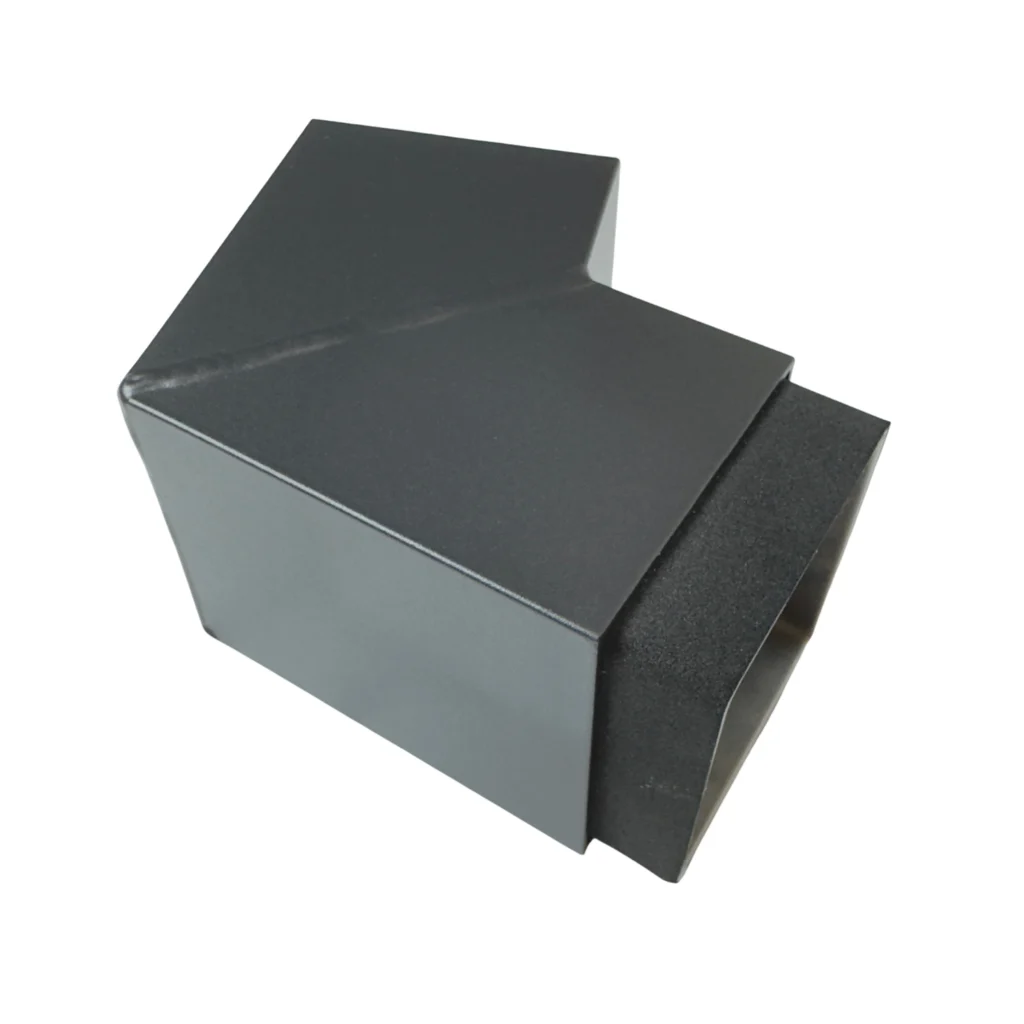 Sprongbocht alu 80x80 mm. set: 2 x bocht (+spie) - Ral-7021 fijnstructuur | Kallos