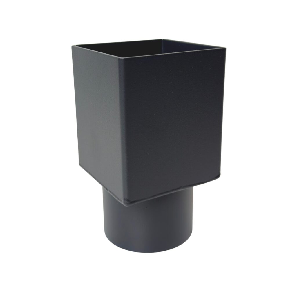Aluminium verloop 80x80 mm naar rond (75) 80 mm - Ral-kleur 7021 fijnstructuur | Kallos