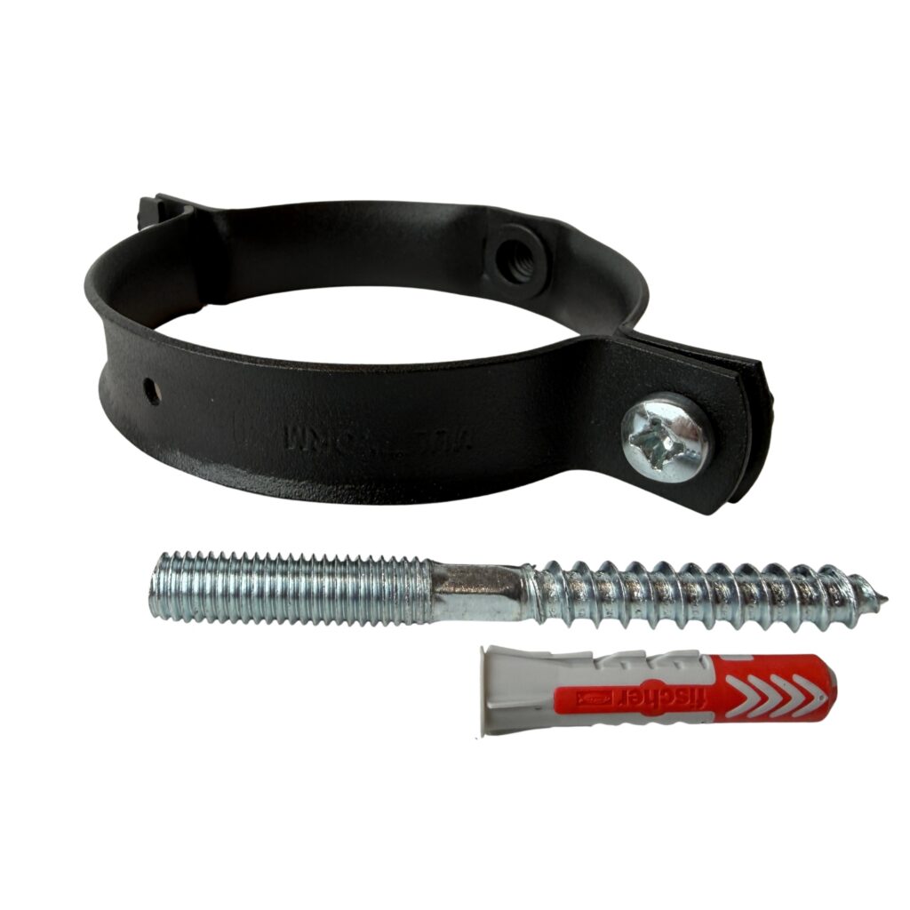 Beugel aluminium 80 mm M8 Ral-9005 fijnstructuur + Schroef Gegalv. M8x80 mm + Plug