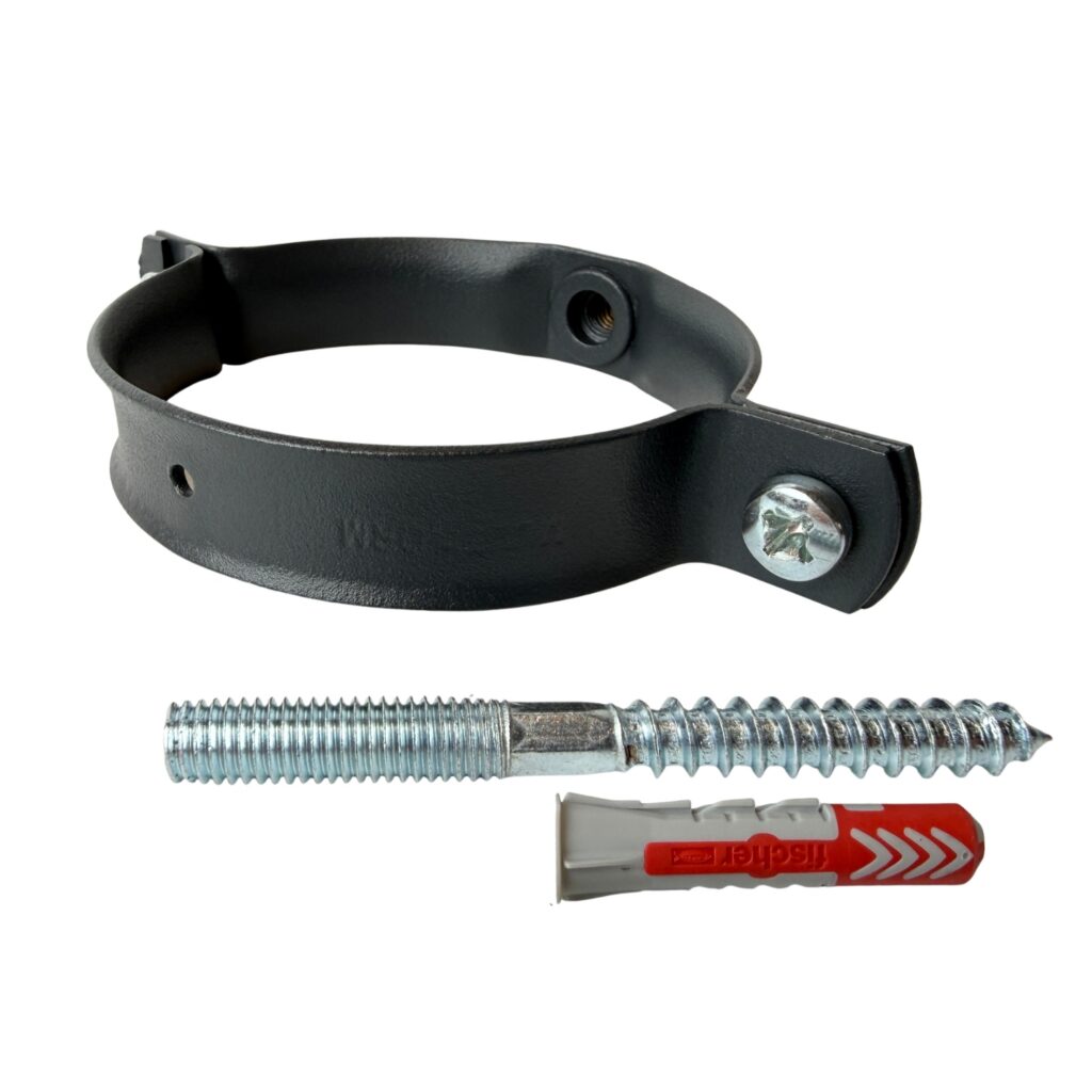Beugel aluminium 80 mm M8 Ral-7021 fijnstructuur + Schroef Gegalv. M8x80 mm + Plug