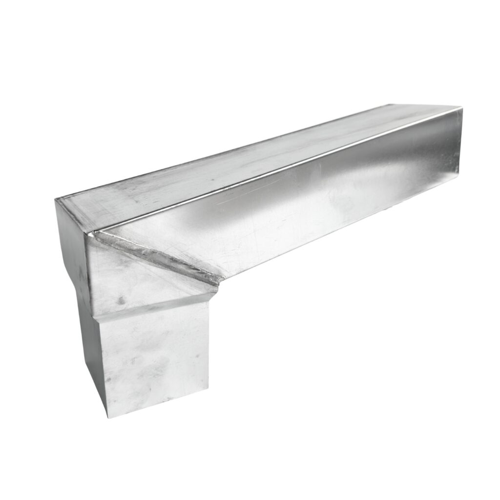 Stadsuitloop zink 60x80 mm naar 78x78 mm vierkant 300 mm lang | Nedzink