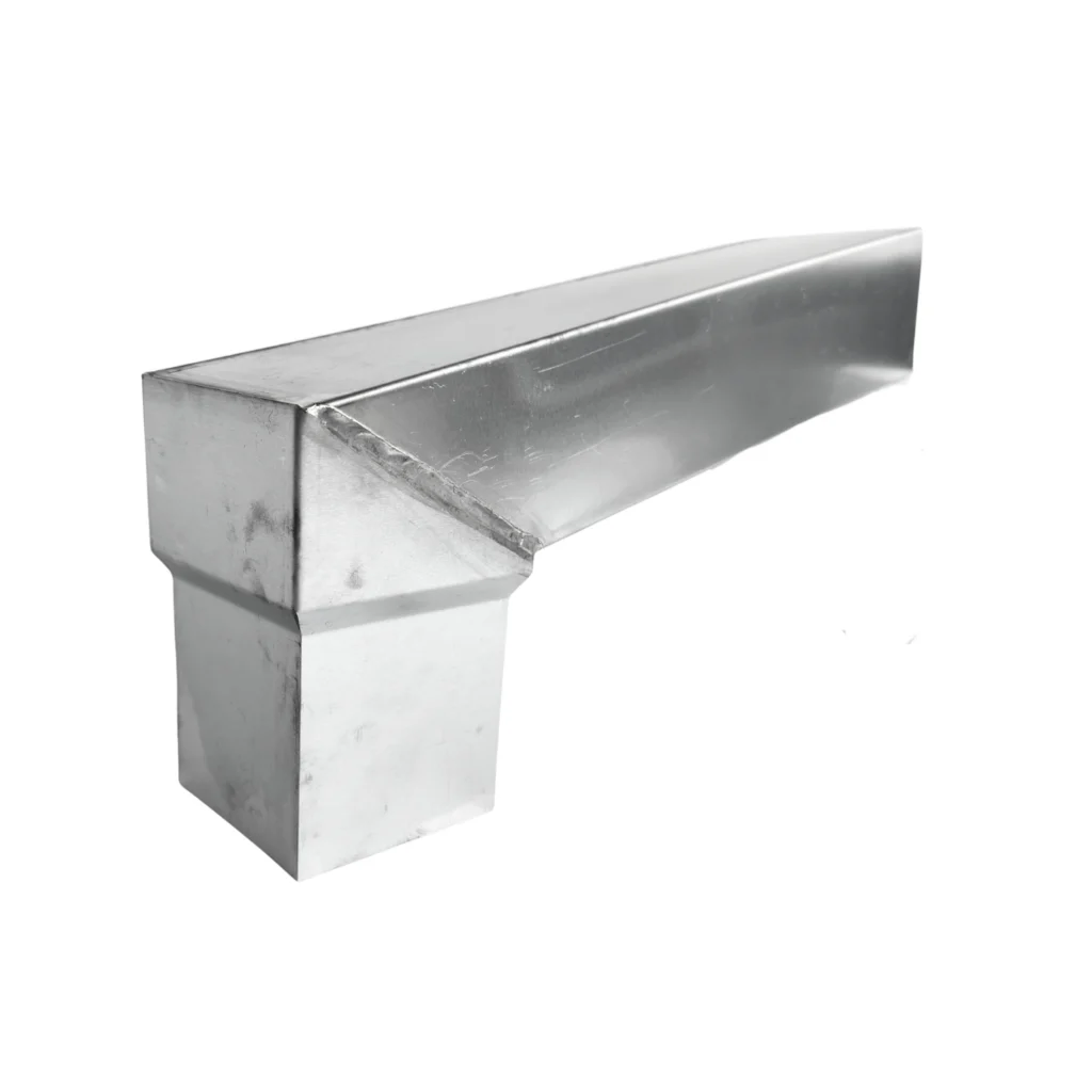 Stadsuitloop zink 60x80 mm naar 78x78 mm vierkant 300 mm lang | Nedzink