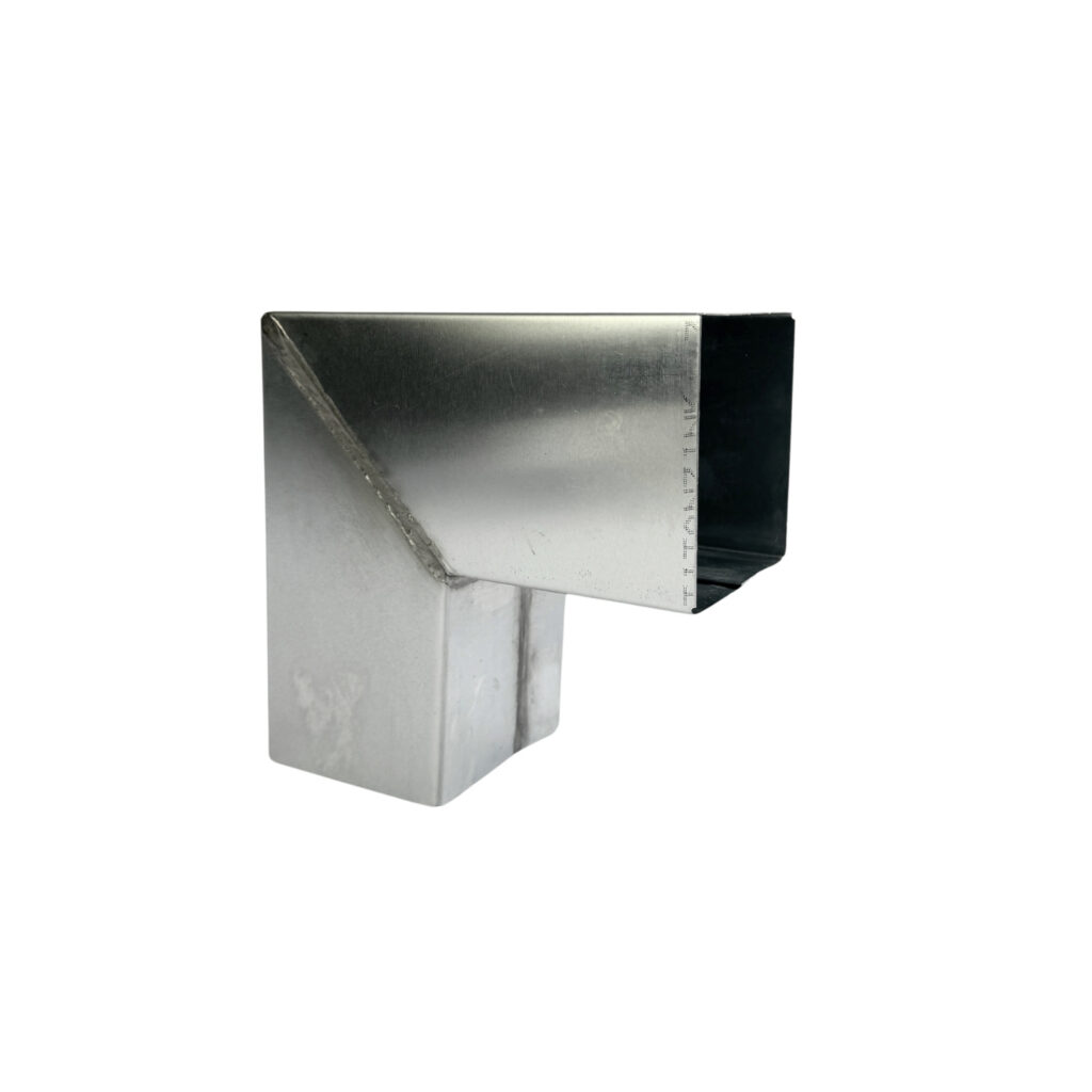 Bocht zink 80x80 mm 90gr - gesoldeerd