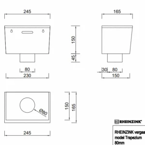 Vergaarbak zink 80 mm - Trapezium | Rheinzink - Afbeelding 3
