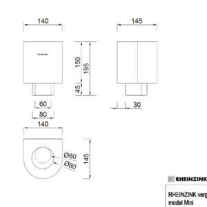 Vergaarbak zink 80 mm - Mini met uitsparing | Rheinzink - Afbeelding 3