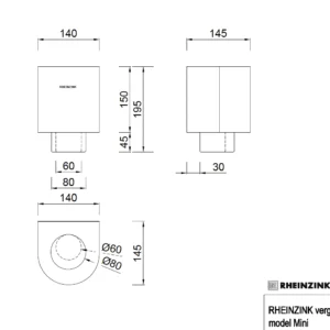 Vergaarbak zink 80 mm - Mini met uitsparing | Rheinzink - Afbeelding 3