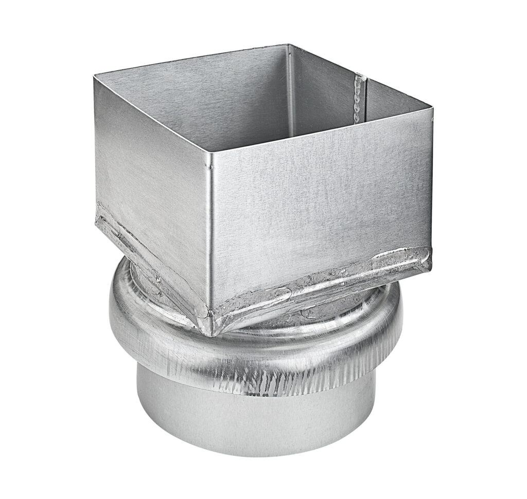 Verloop zink 80x80 mm naar 100 mm rond | Grömo