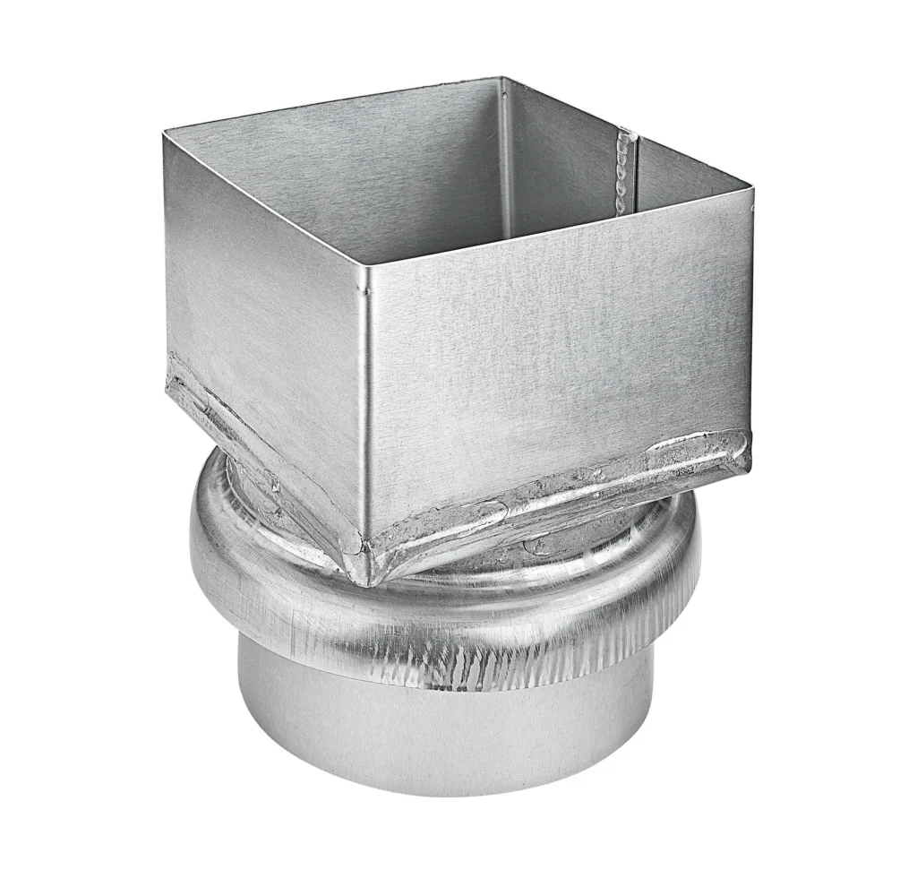 Verloop zink 80x80 mm naar 100 mm rond | Grömo
