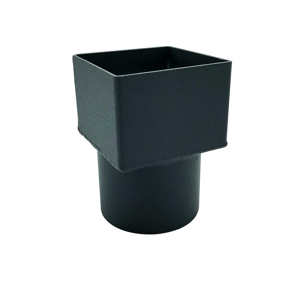 Aluminium verloop 80x80 mm naar rond (75) 80 mm - Ral-9005 fijnstructuur | Kallos