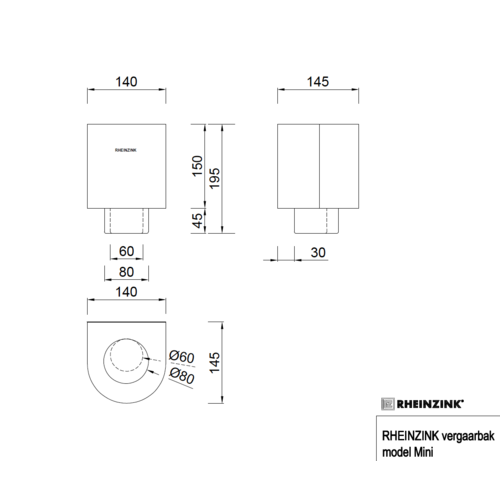 Aluminium vergaarbak mini rond 80 mm - Ral-9005 fijnstructuur | Kallos
