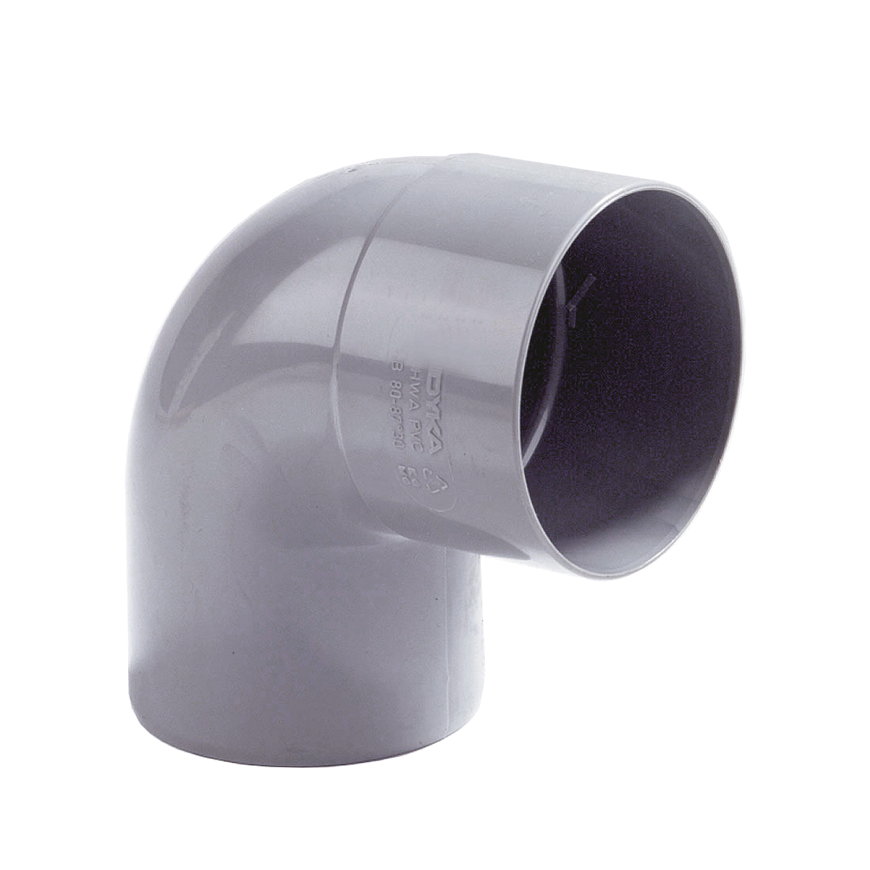 Bocht PVC 80mm 87.5gr (mof/spie) - RAL7037