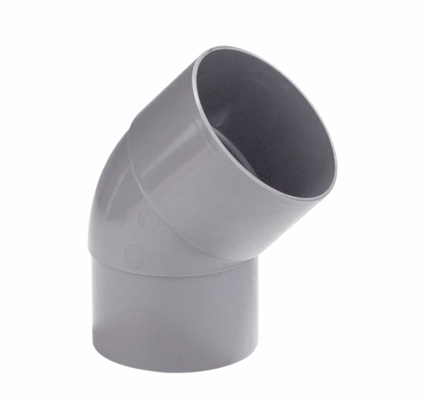Bocht PVC 80mm 45gr (inwendig lijm/ verjongd spie) - RAL7037