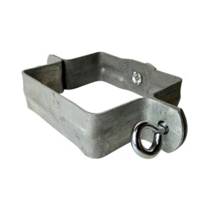 Gegalv. scharnierpijpbeugel 80x80 mm met moer M10