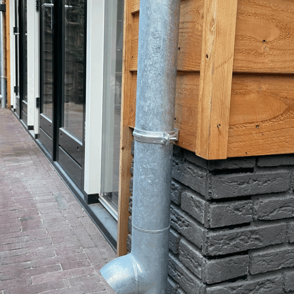 Stalen regenpijp bladscheider (ondereind) 80mm L=500mm lang - Loromeij (excl. rubber) - Afbeelding 3