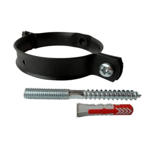 Beugel aluminium 80mm M8 + Schroef Gegalv. M8x80mm + Plug in Ral-9005 fijnstructuur