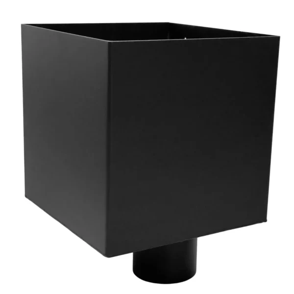 Aluminium vergaarbak Kubus 200x200mm rond 80 mm - RAL 9005 fijnstructuur