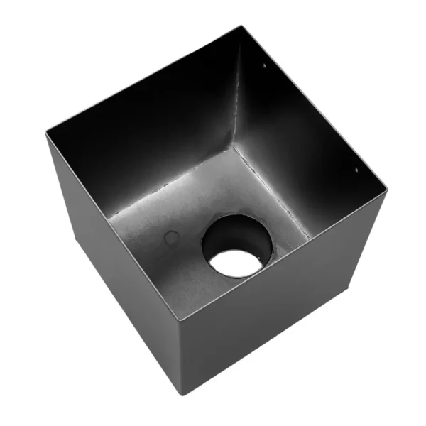 Aluminium vergaarbak Kubus 200x200mm rond 80 mm - RAL 9005 fijnstructuur - Afbeelding 2